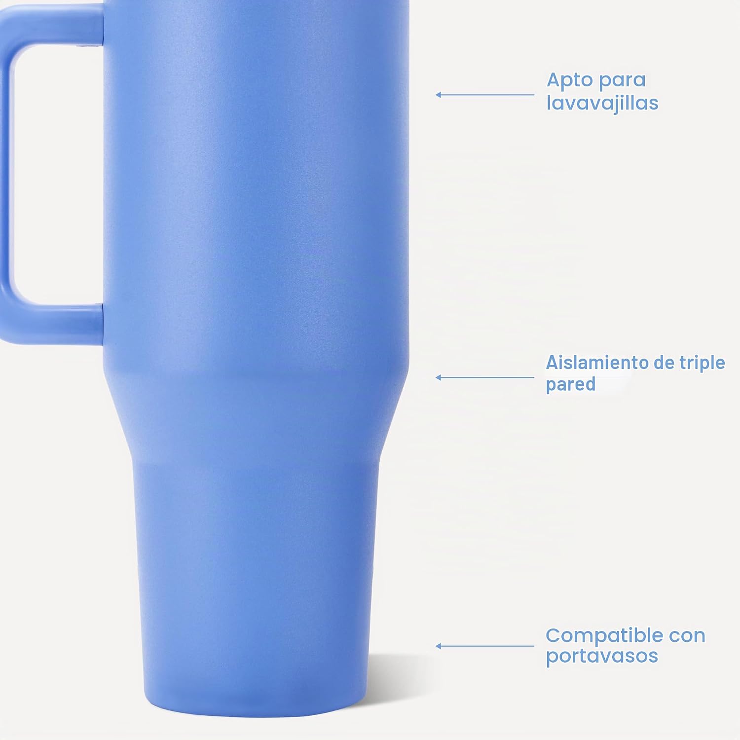 VASO TUMBLER HYDROJUG TRAVELER 40OZ AZUL CLARO CON ASA Y POPOTE - 3