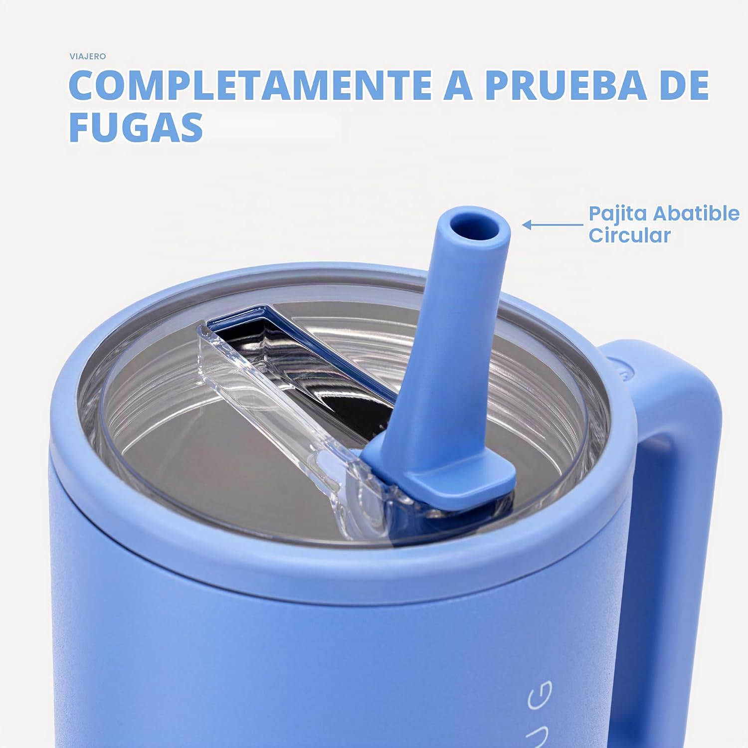 VASO TUMBLER HYDROJUG TRAVELER 40OZ AZUL CLARO CON ASA Y POPOTE - 4