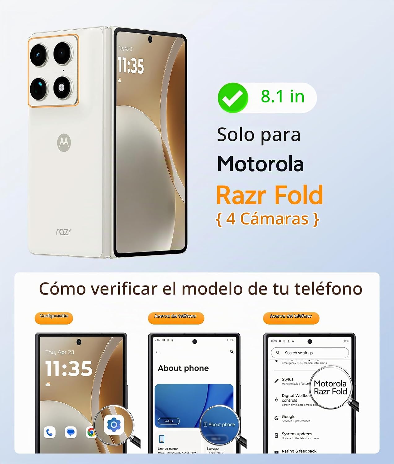 FUNDA PARA MOTOROLA RAZR FOLD CON PROTECCIÓN DE BISAGRA Y CARGA MAGNÉTICA AZUL - 2
