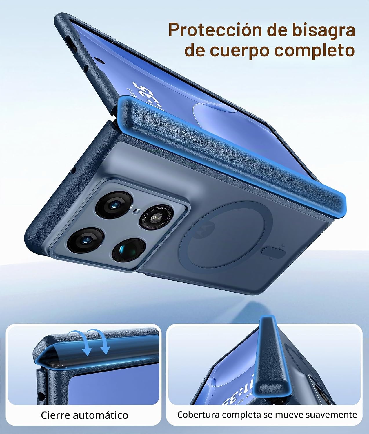 FUNDA PARA MOTOROLA RAZR FOLD CON PROTECCIÓN DE BISAGRA Y CARGA MAGNÉTICA AZUL - 3