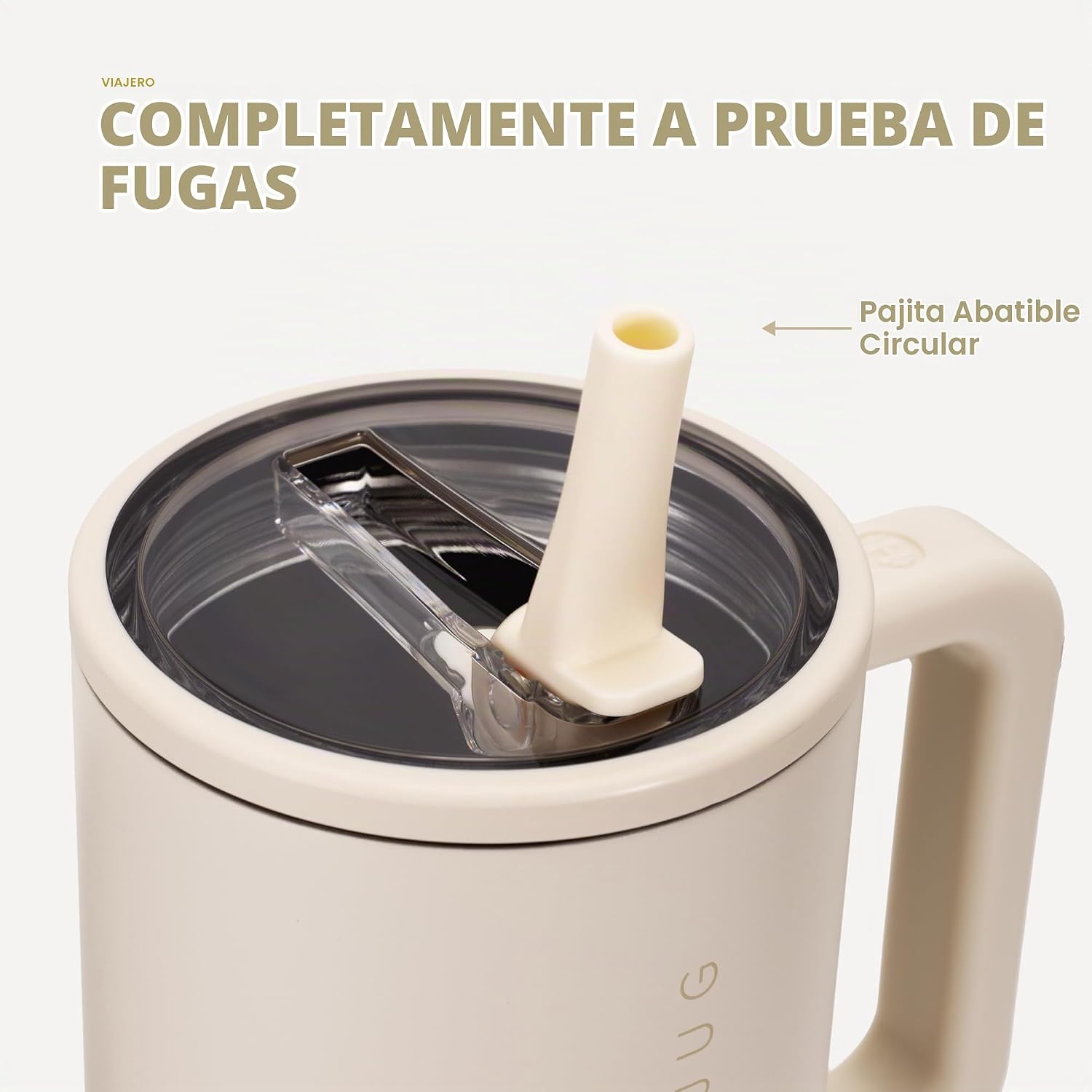VASO TUMBLER HYDROJUG TRAVELER 32OZ CON ASA Y POPOTE CREMA - 4