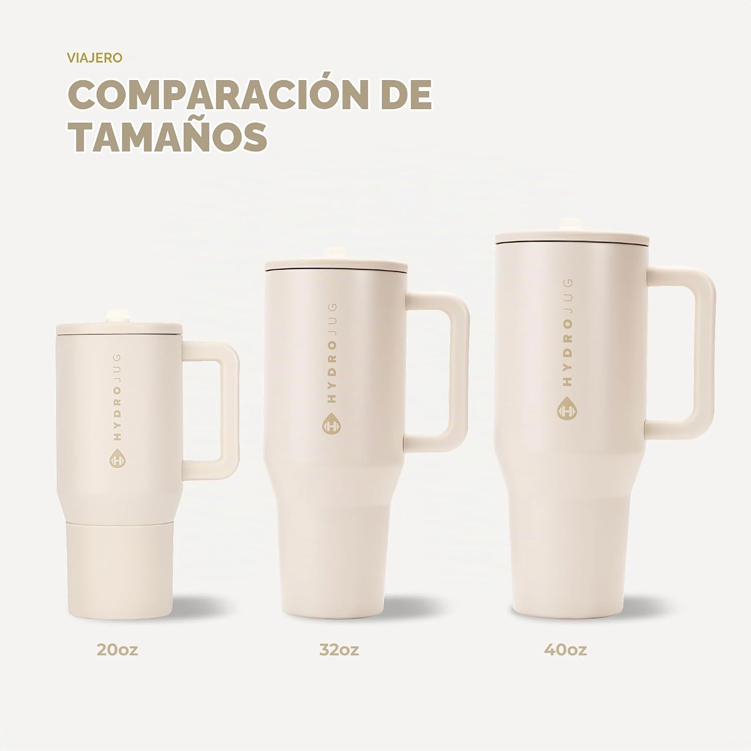VASO TUMBLER HYDROJUG TRAVELER 32OZ CON ASA Y POPOTE CREMA - 5