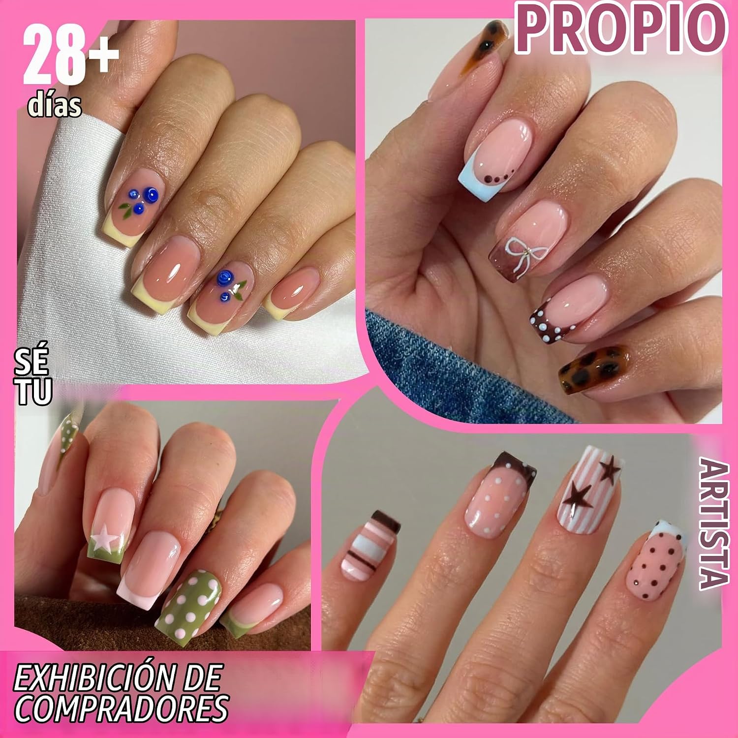UÑAS POSTIZAS UNA GELLA CUADRADAS CORTAS 504 PIEZAS PRE LIMADAS - 2