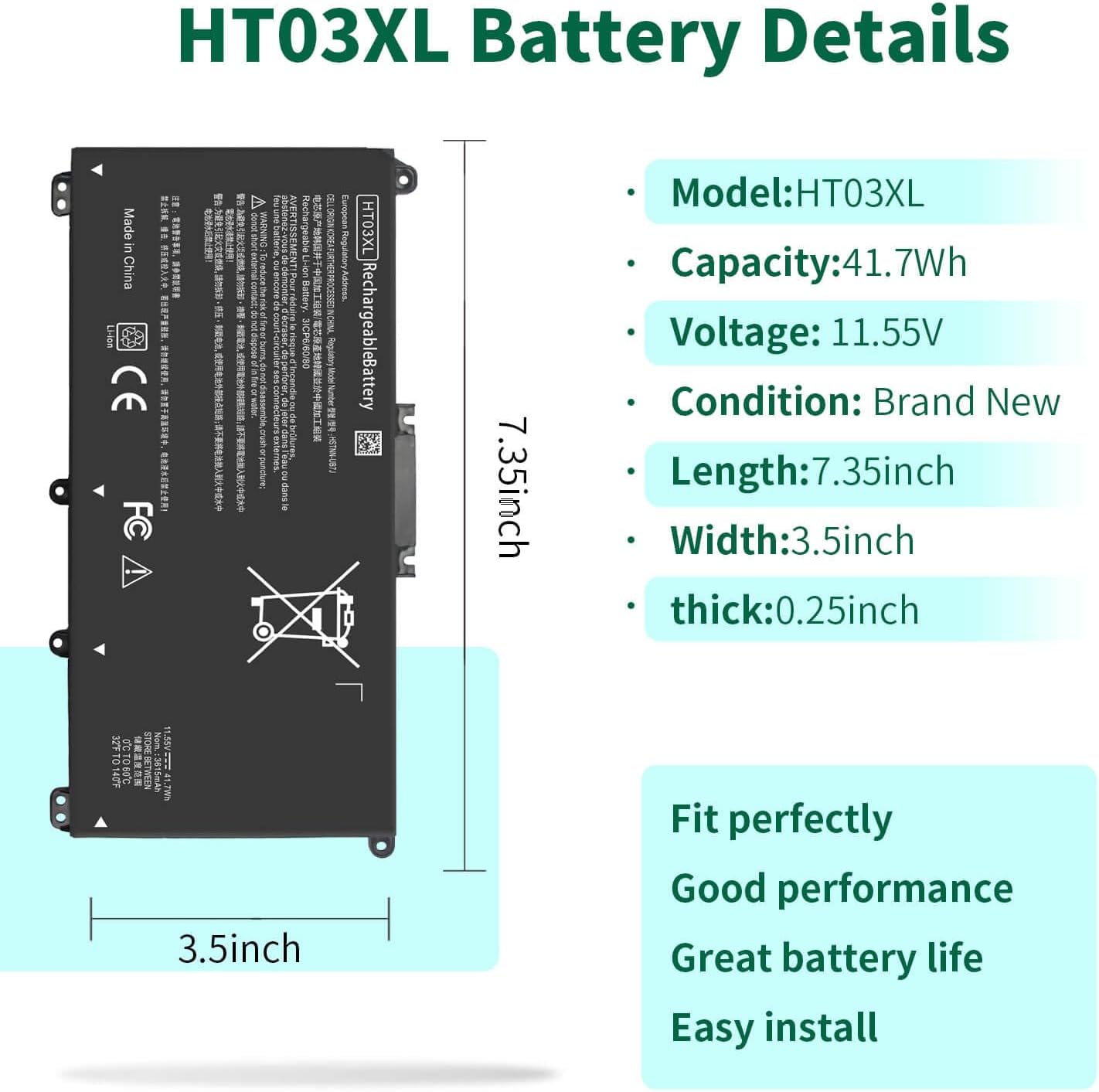 BATERÍA HT03XL PARA HP PAVILION 15-CS 15-DA 15-DB 15-DW - 2