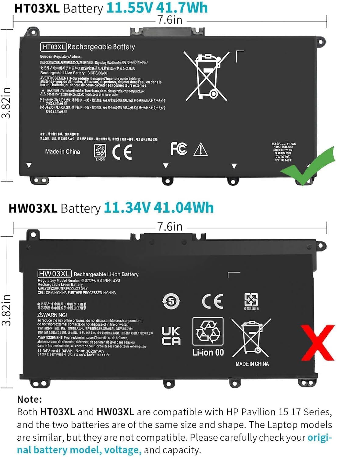 BATERÍA HT03XL PARA HP PAVILION 15-CS 15-DA 15-DB 15-DW - 5