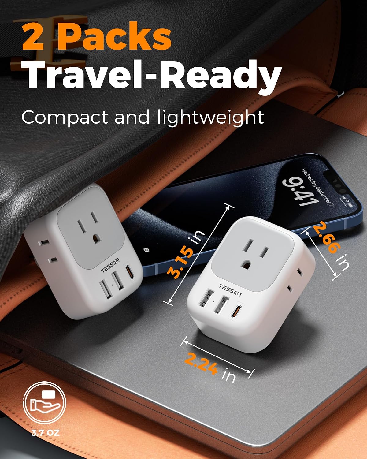ADAPTADOR DE ENCHUFE TESSAN BRASIL TIPO N 7 EN 1 CON USB, PACK DE 2 UNIDADES - 5