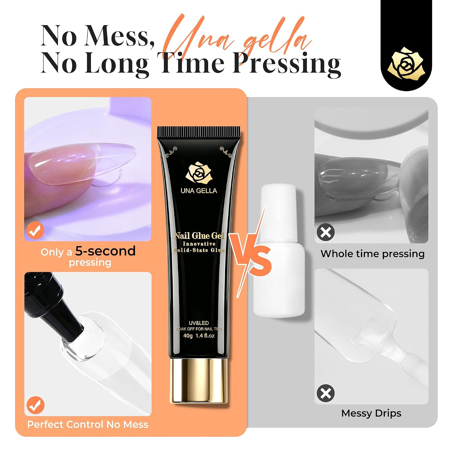 ADHESIVO GEL PARA UÑAS UNA GELLA SÓLIDO 40G - 5