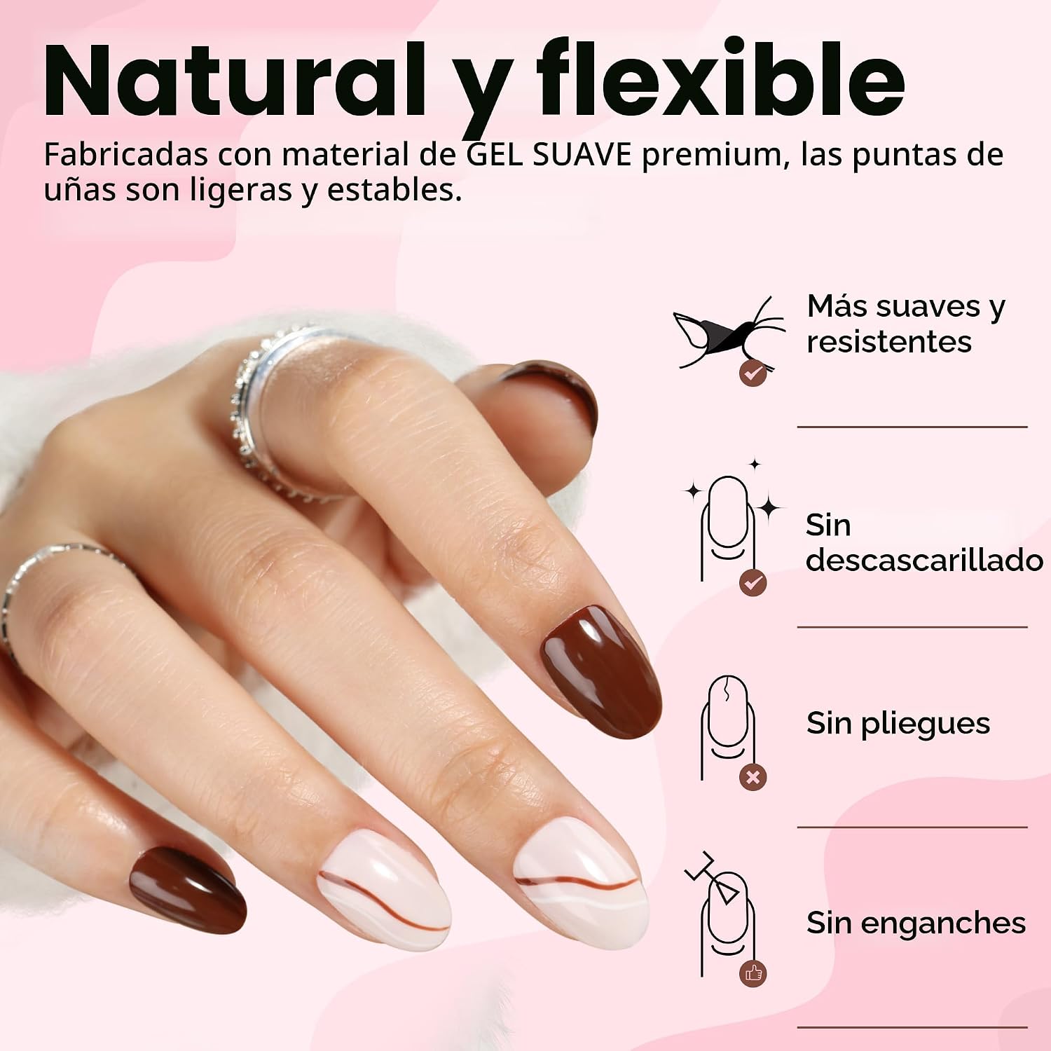 UÑAS POSTIZAS UNA GELLA OVAL HALF MATTE 504 PIEZAS - 3