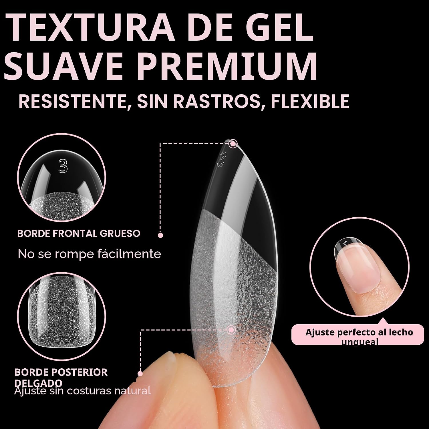 UÑAS POSTIZAS UNA GELLA OVAL HALF MATTE 504 PIEZAS - 4