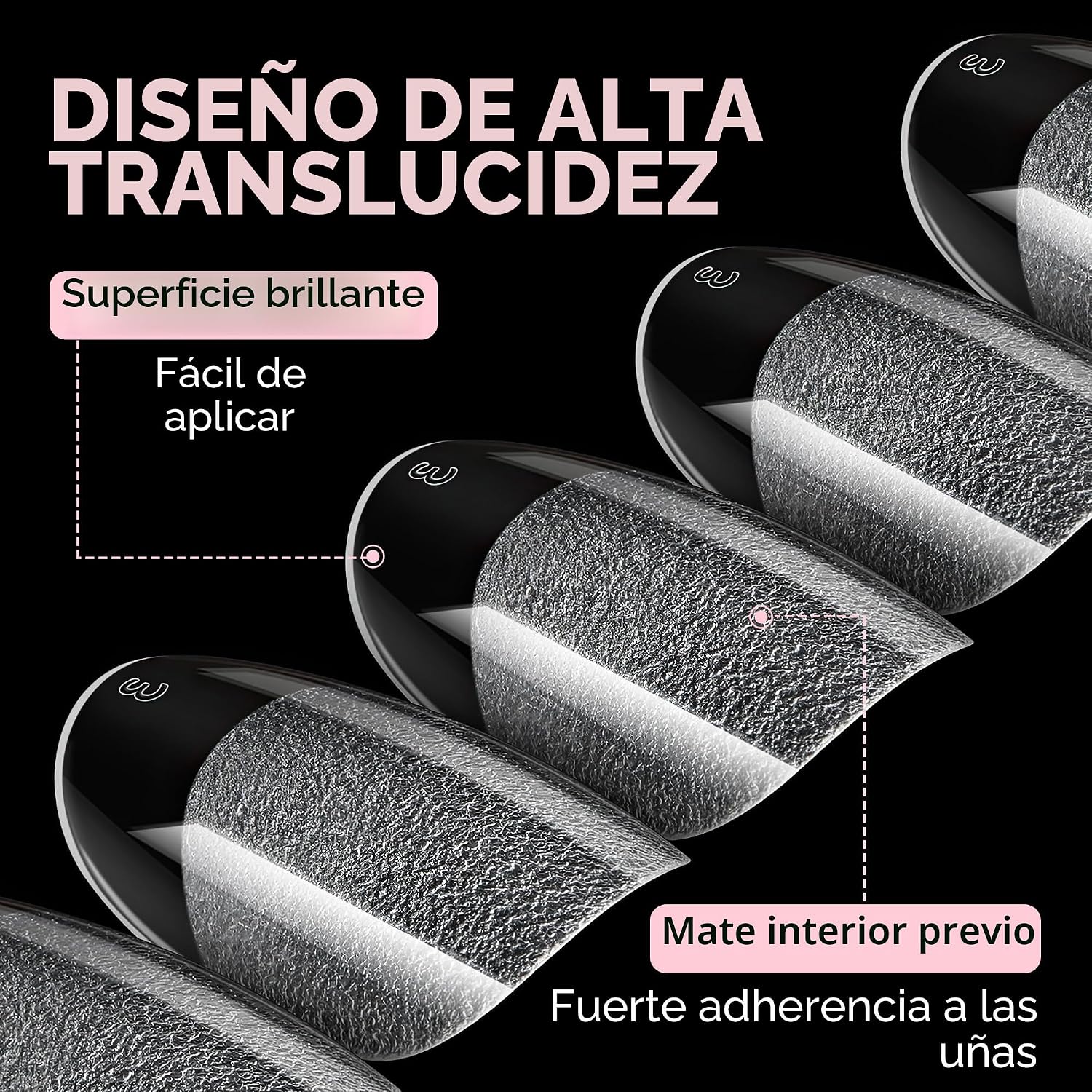 UÑAS POSTIZAS UNA GELLA OVAL HALF MATTE 504 PIEZAS - 5