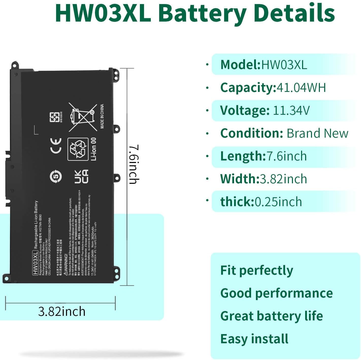 BATERÍA HW03XL 41.04WH PARA HP PAVILION 15-EG Y 17-CN - 2