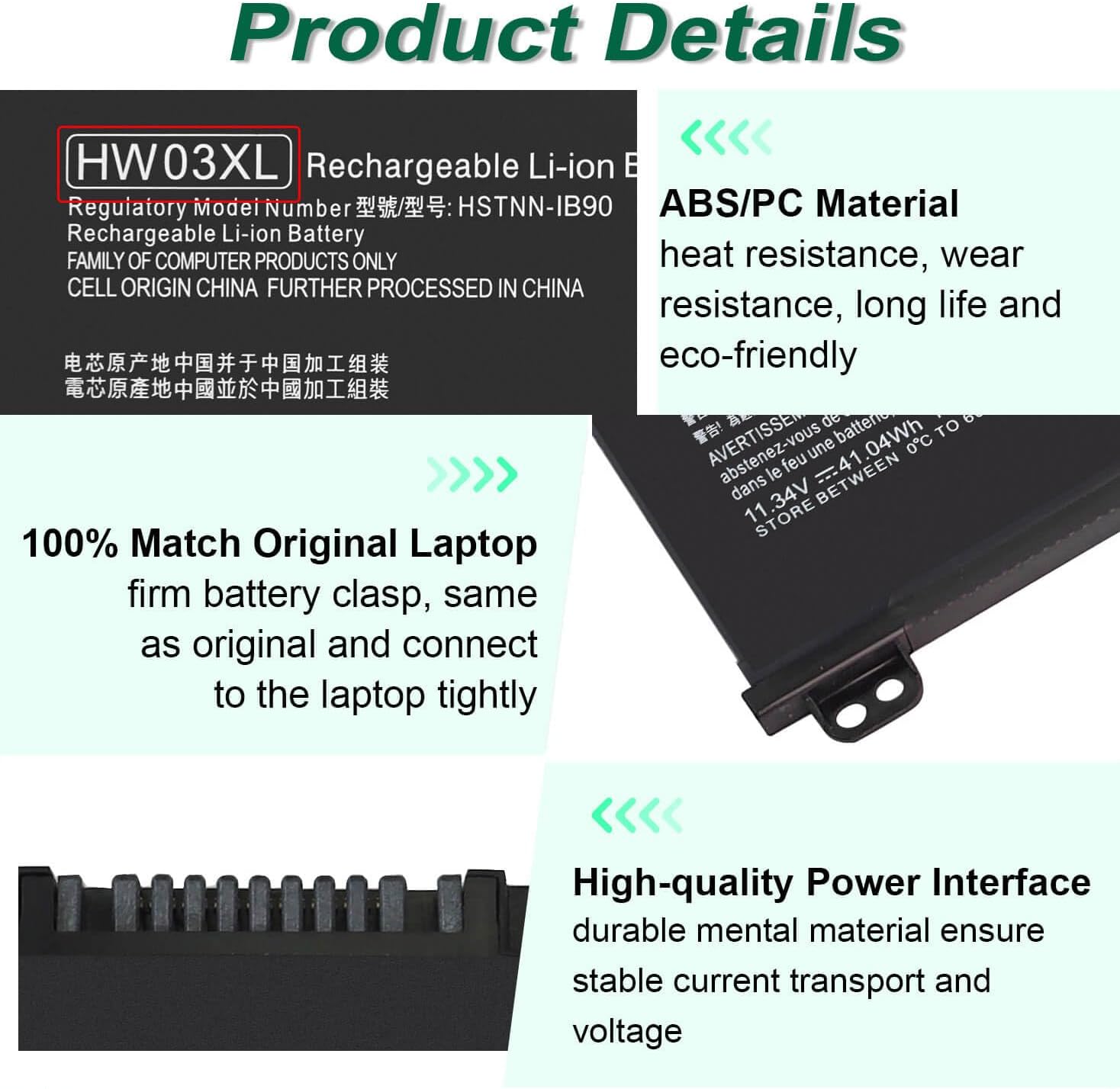 BATERÍA HW03XL 41.04WH PARA HP PAVILION 15-EG Y 17-CN - 4