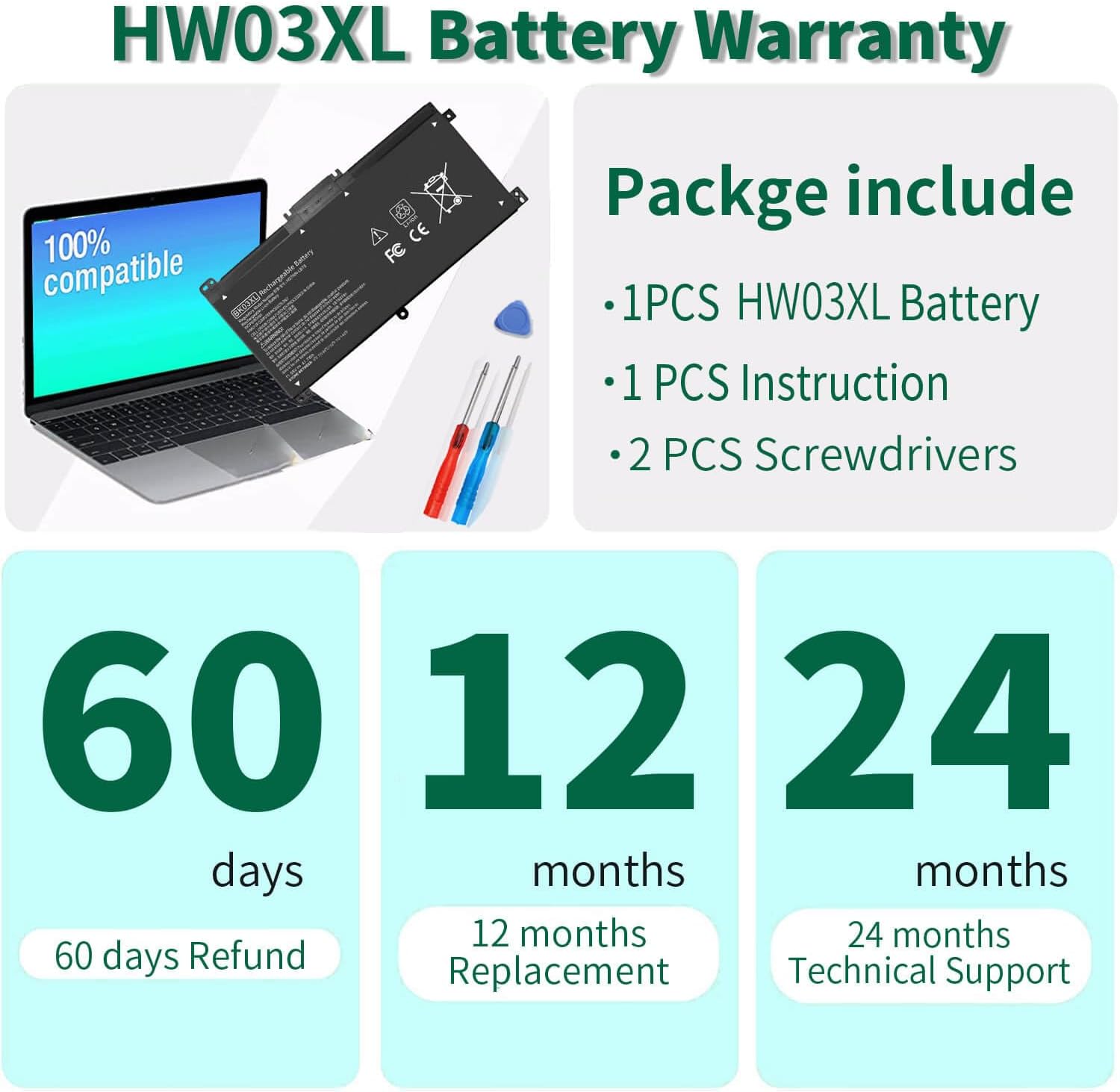 BATERÍA HW03XL 41.04WH PARA HP PAVILION 15-EG Y 17-CN - 5