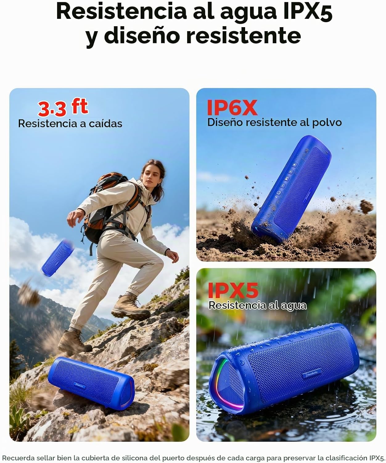PARLANTE PORTÁTIL BLUETOOTH BOLABUTTY 20W IPX5 WATERPROOF AZUL - 4