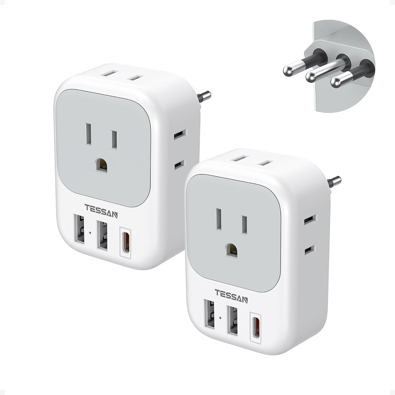 ADAPTADOR DE VIAJE TESSAN TYPE L PARA ITALIA 2 PACK - 1