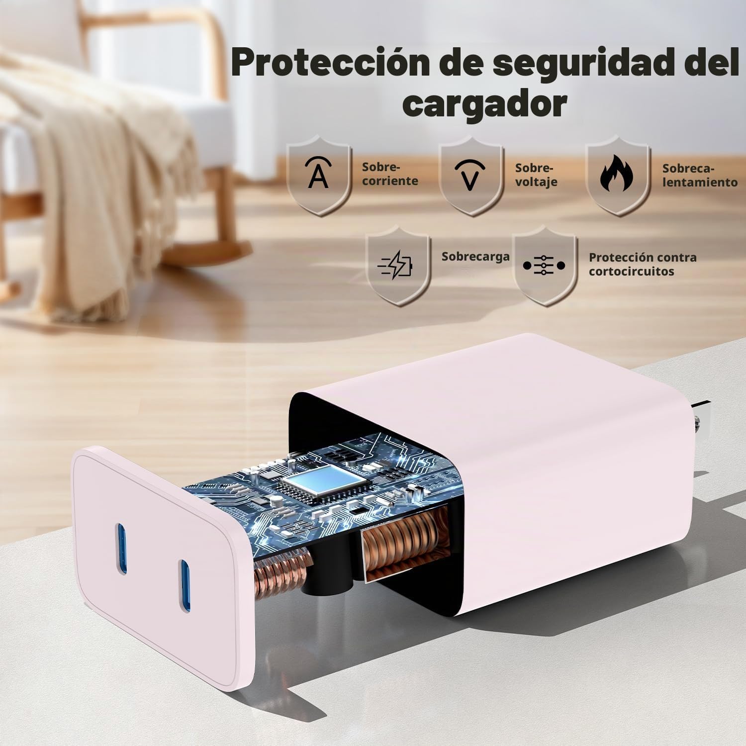 CARGADOR RÁPIDO DUAL USB-C 45W COONCXEN CON CABLE 10 PIES - 2