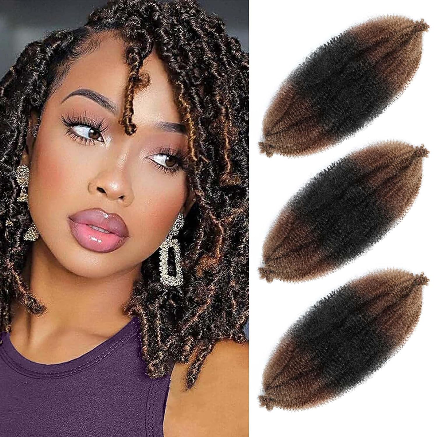 EXTENSIONES DE CABELLO AFRO TWIST HAIR 24 PULGADAS PAQUETE DE 3 TONOS 1B/30/27 - 1