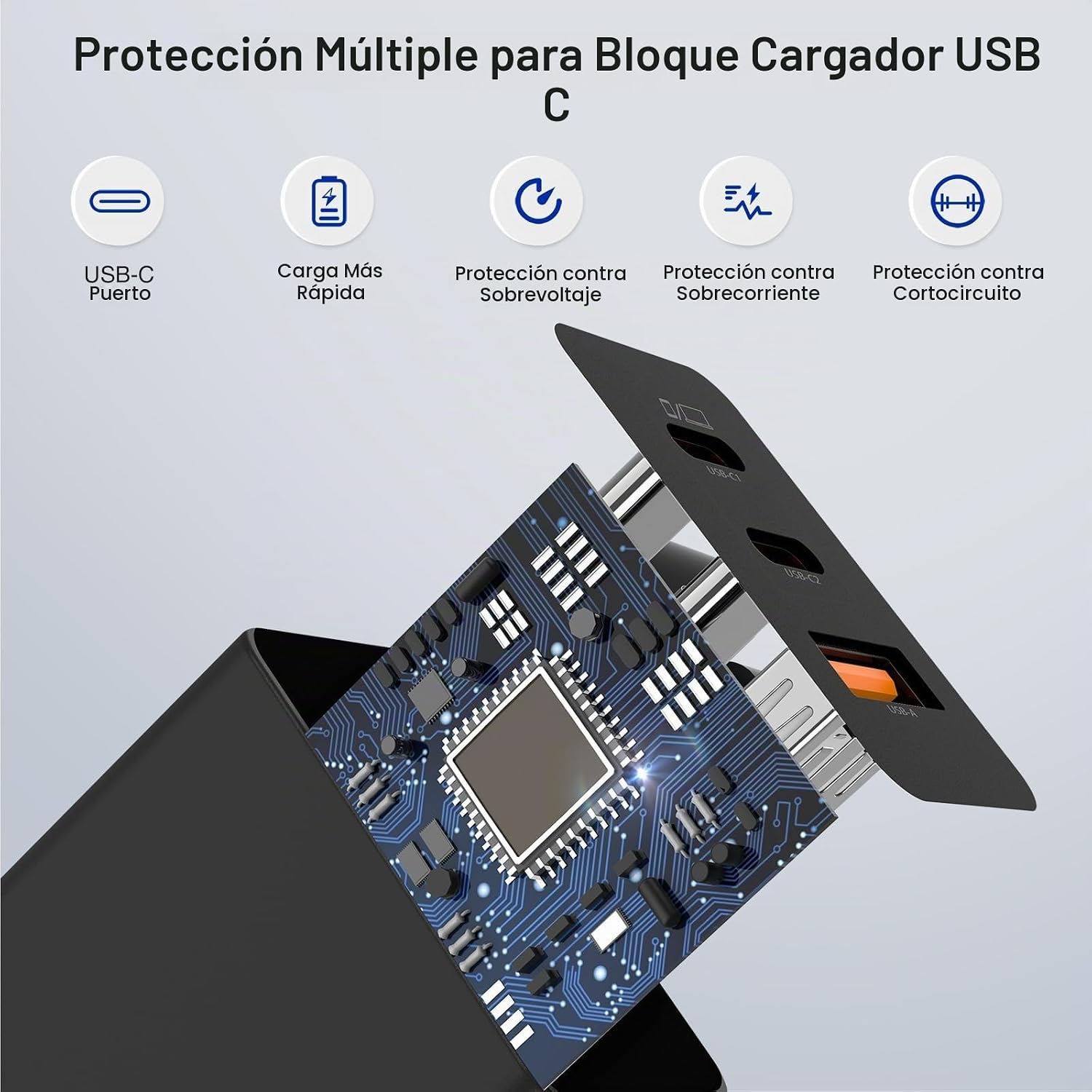 CARGADOR USB-C 65W COONCXEN CON 4 CABLES TIPO C INCLUIDOS - 2