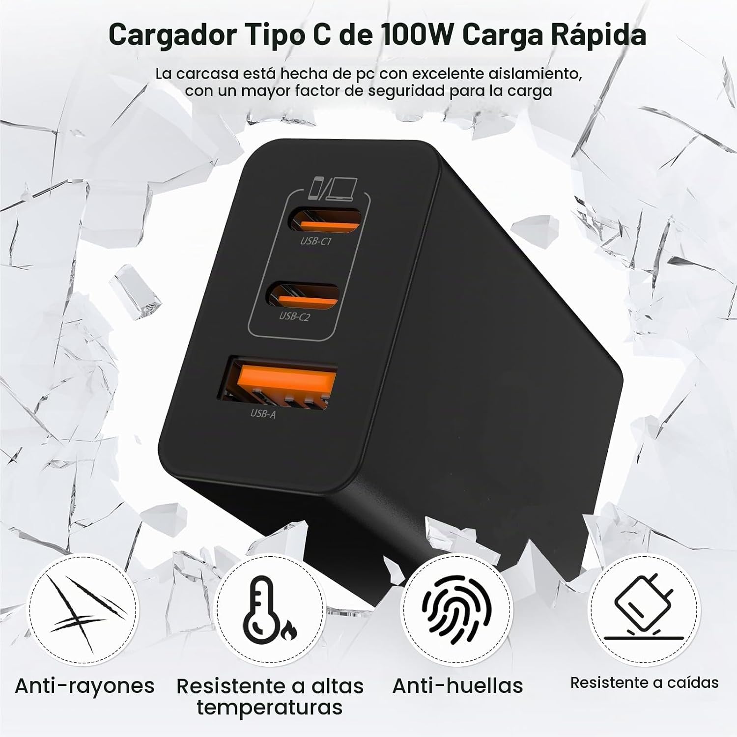 CARGADOR USB-C 65W COONCXEN CON 4 CABLES TIPO C INCLUIDOS - 4