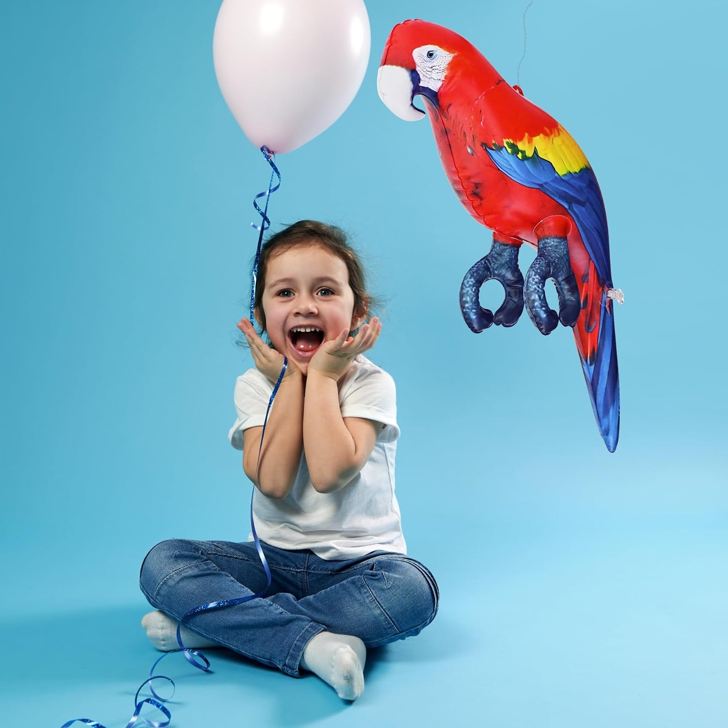 LORO GUACAMAYO INFLABLE JET CREATIONS 24 PULGADAS ROJO AMARILLO AZUL - 5