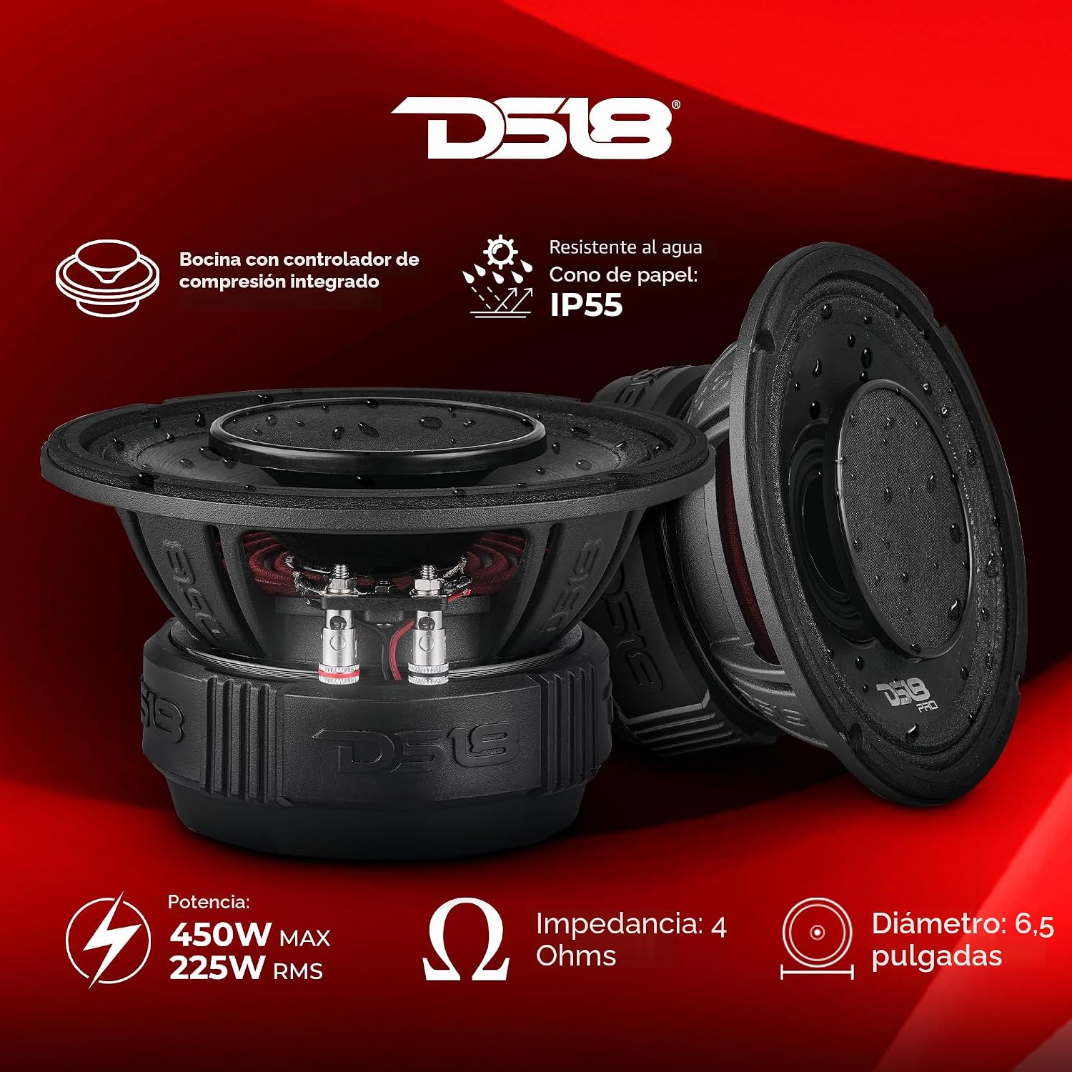 PARLANTE DS18 PRO-HY6.4B 6.5' HÍBRIDO PARA AUTO 450W - 2