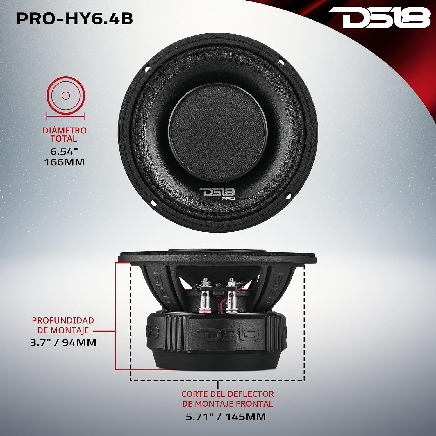 PARLANTE DS18 PRO-HY6.4B 6.5' HÍBRIDO PARA AUTO 450W - 4