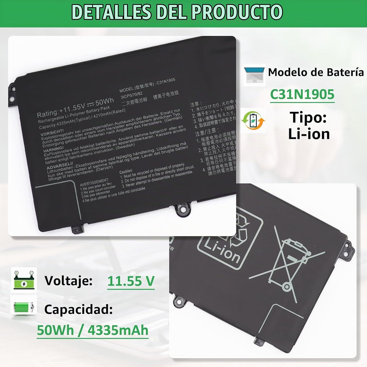 BATERÍA C31N1905 PARA ASUS VIVOBOOK S13 S330FA S330UA - 2