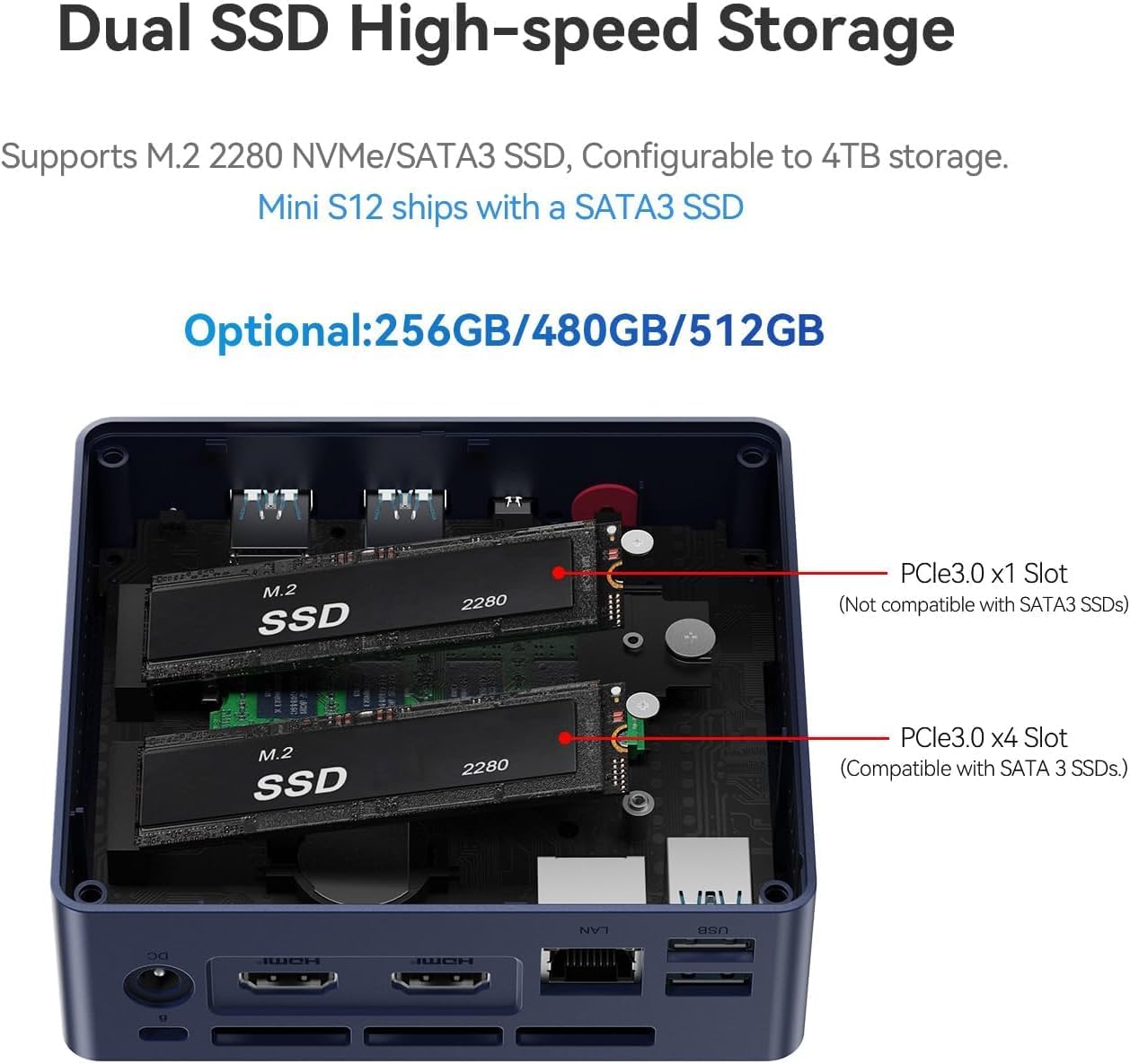 MINI PC BEELINK MINI S12 INTEL N95 8GB RAM 480GB SSD - 5