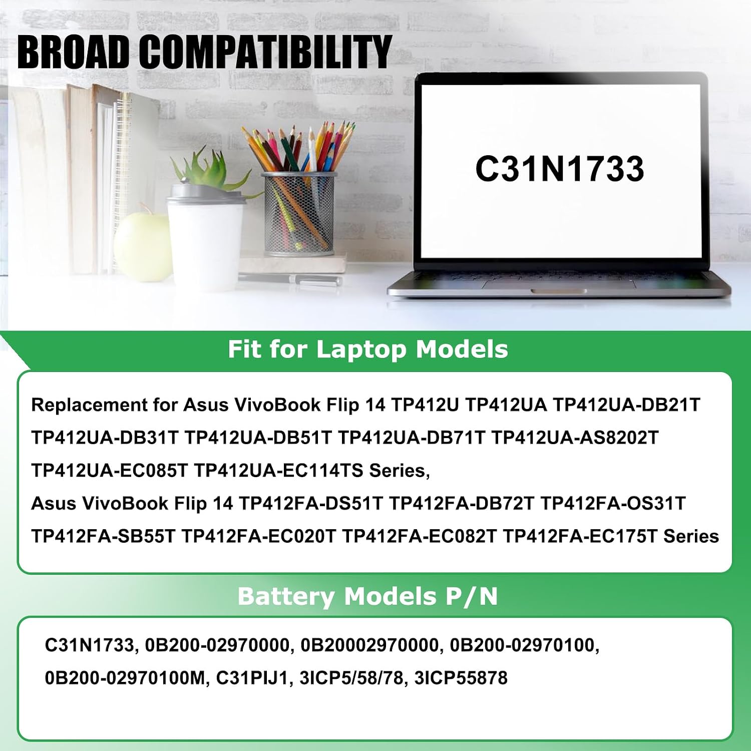 BATERÍA C31N1733 PARA ASUS VIVOBOOK FLIP 14 TP412 TP412U - 3