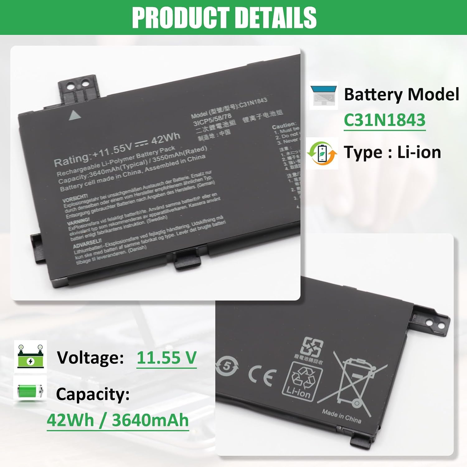 BATERÍA C31N1843 PARA ASUS VIVOBOOK S14 S432FA S432FL - 2