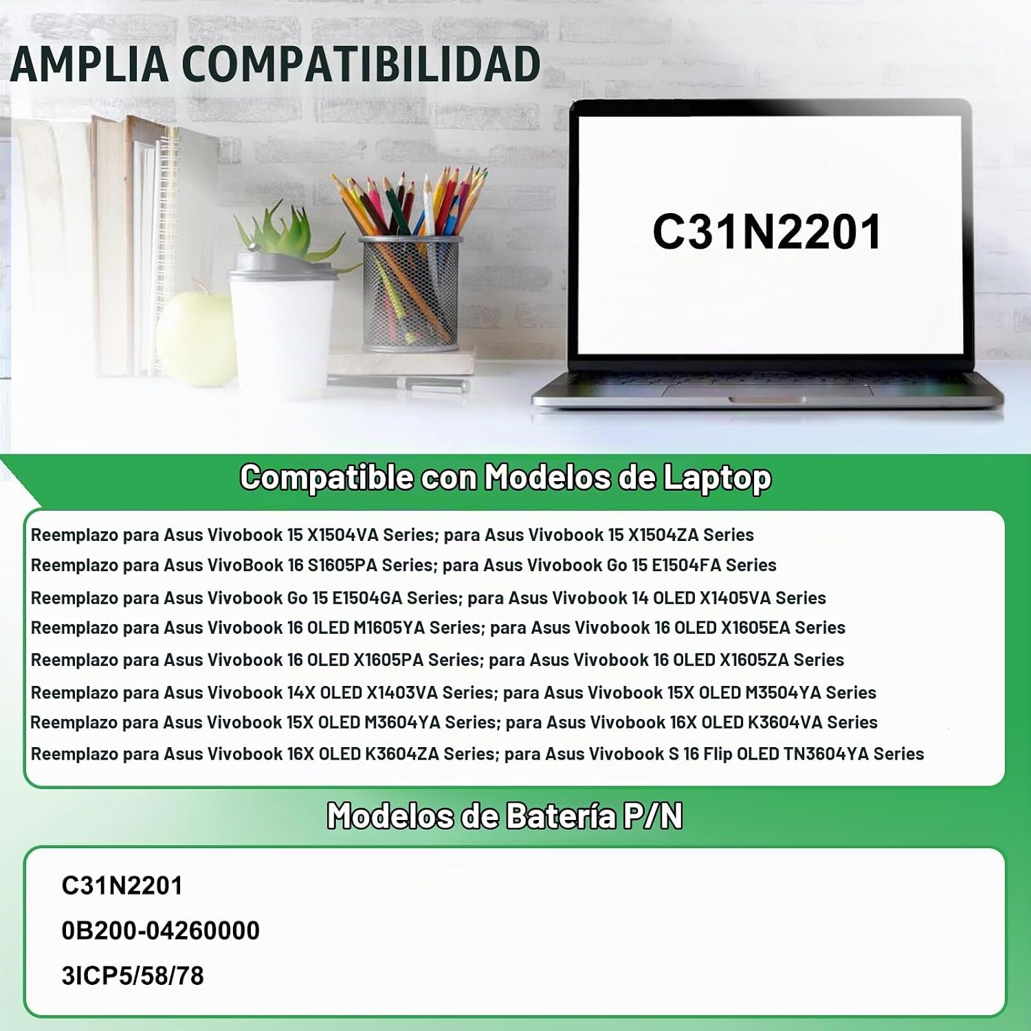 BATERÍA C31N2201 PARA ASUS VIVOBOOK 15 X1504VA X1504ZA - 3