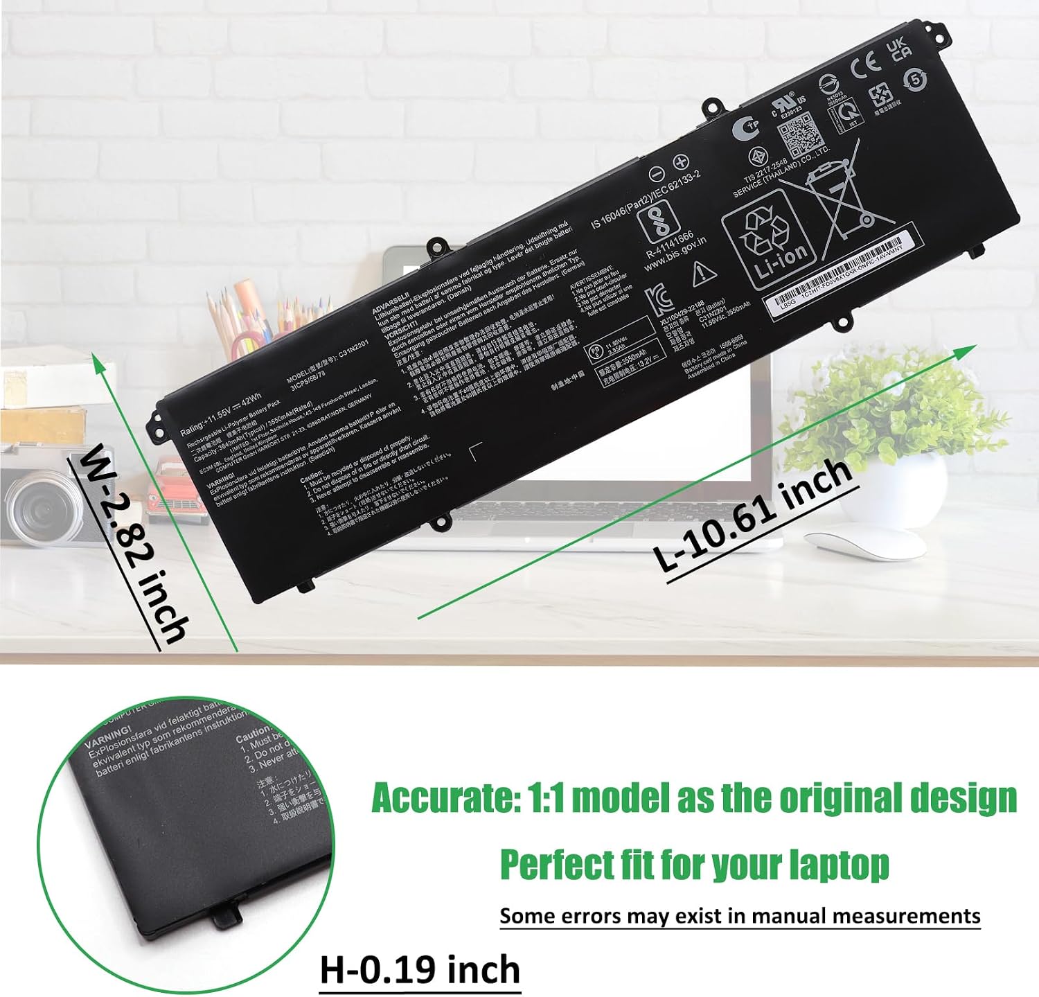 BATERÍA C31N2201 PARA ASUS VIVOBOOK 15 X1504VA X1504ZA - 5