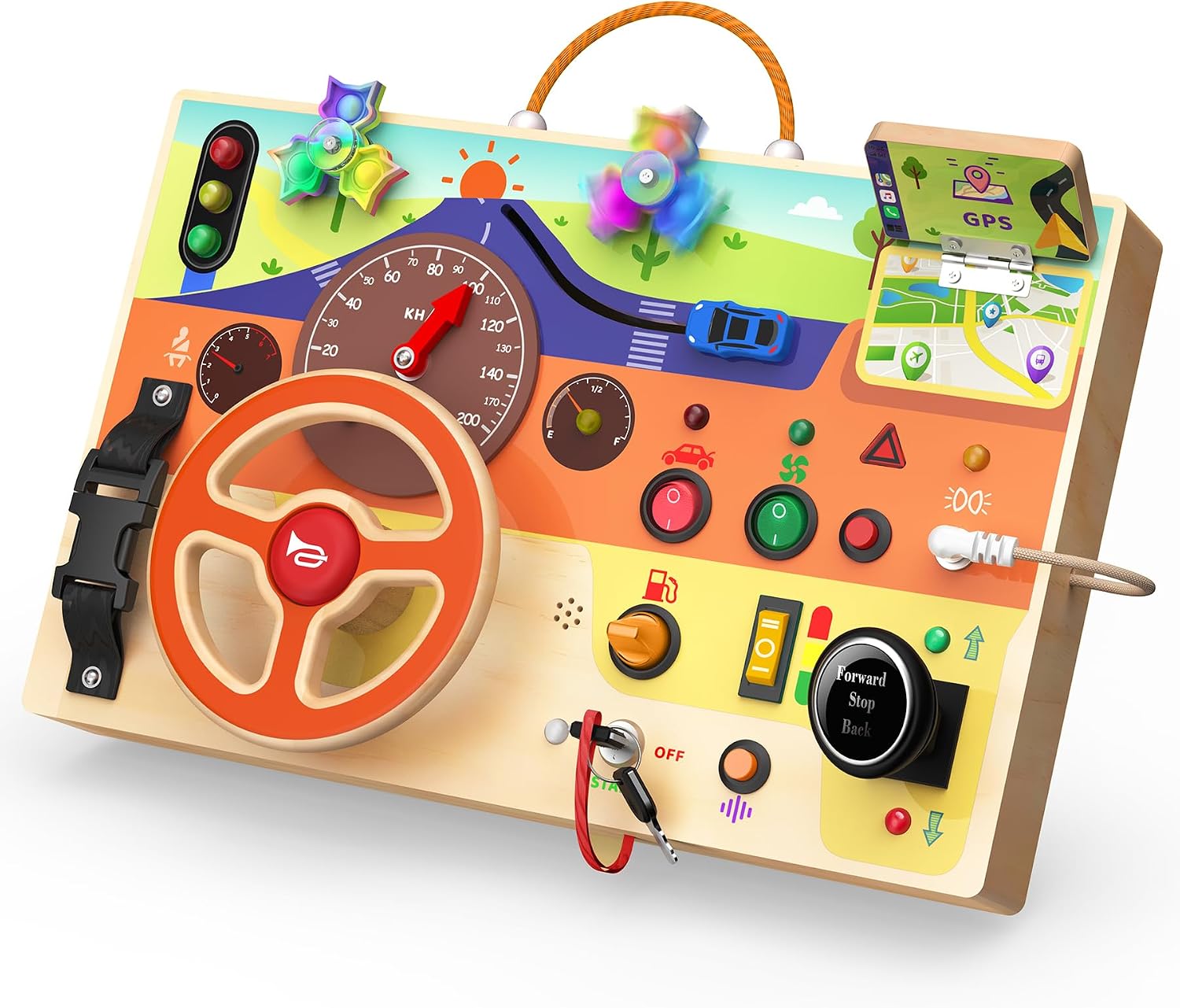 TABLERO DE ACTIVIDADES MONTESSORI FLYCOOST CON VOLANTE PARA NIÑOS 1-3 AÑOS - 1