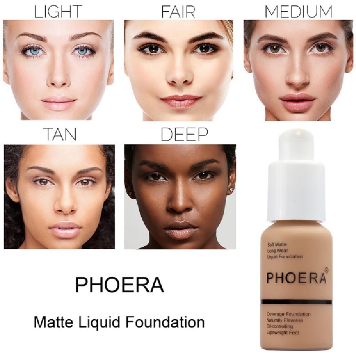 BASE DE MAQUILLAJE PHOERA LÍQUIDA MATE LARGA DURACIÓN WATERPROOF 106 WARM SUN PACK 2 UNIDADES - 3