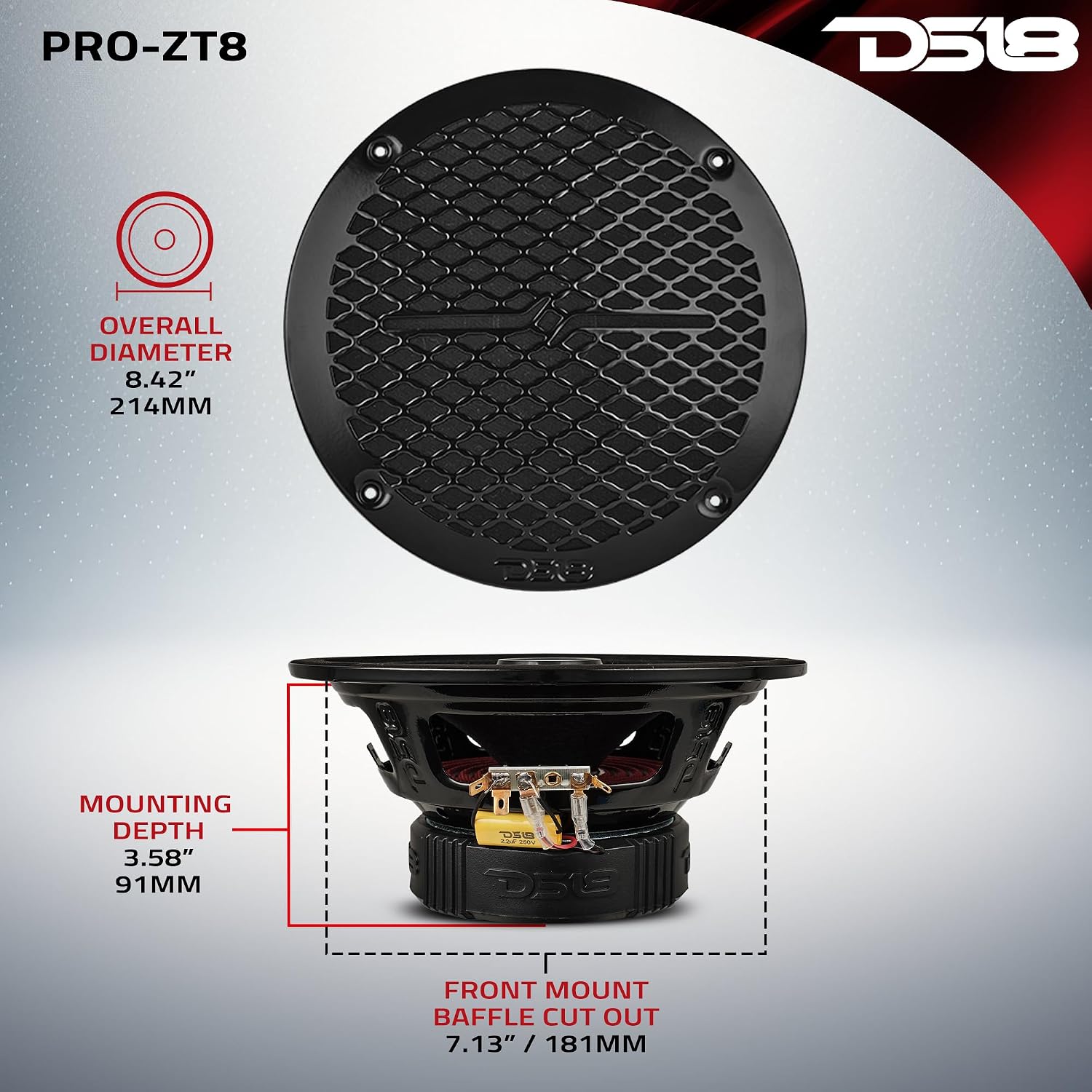 PARLANTE DS18 PRO-ZT8 COAXIAL MIDRANGE 8 PULGADAS 275W RMS NEGRO - 5