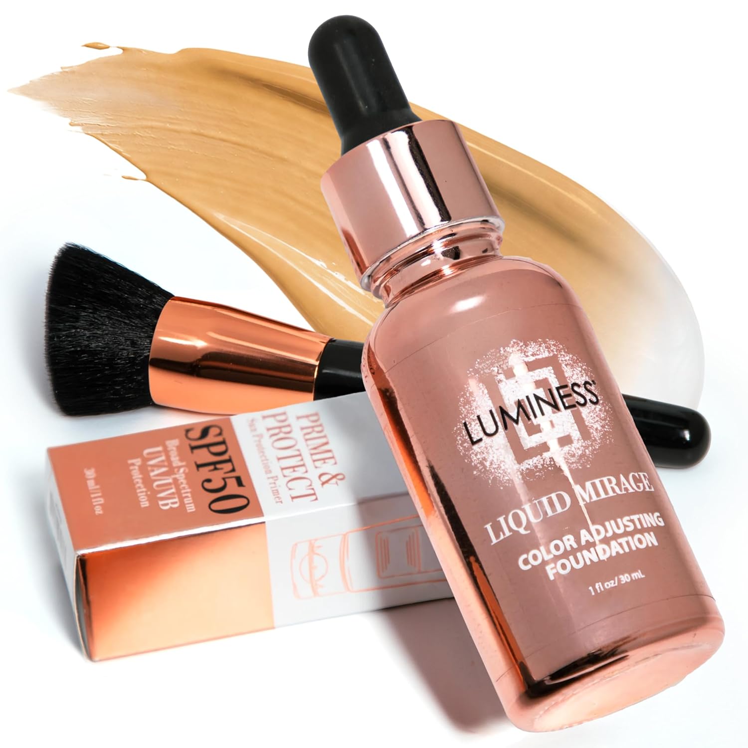 BASE DE MAQUILLAJE LUMINESS LIQUID MIRAGE CON SPF 50 ADAPTABLE AL TONO DE PIEL - 1