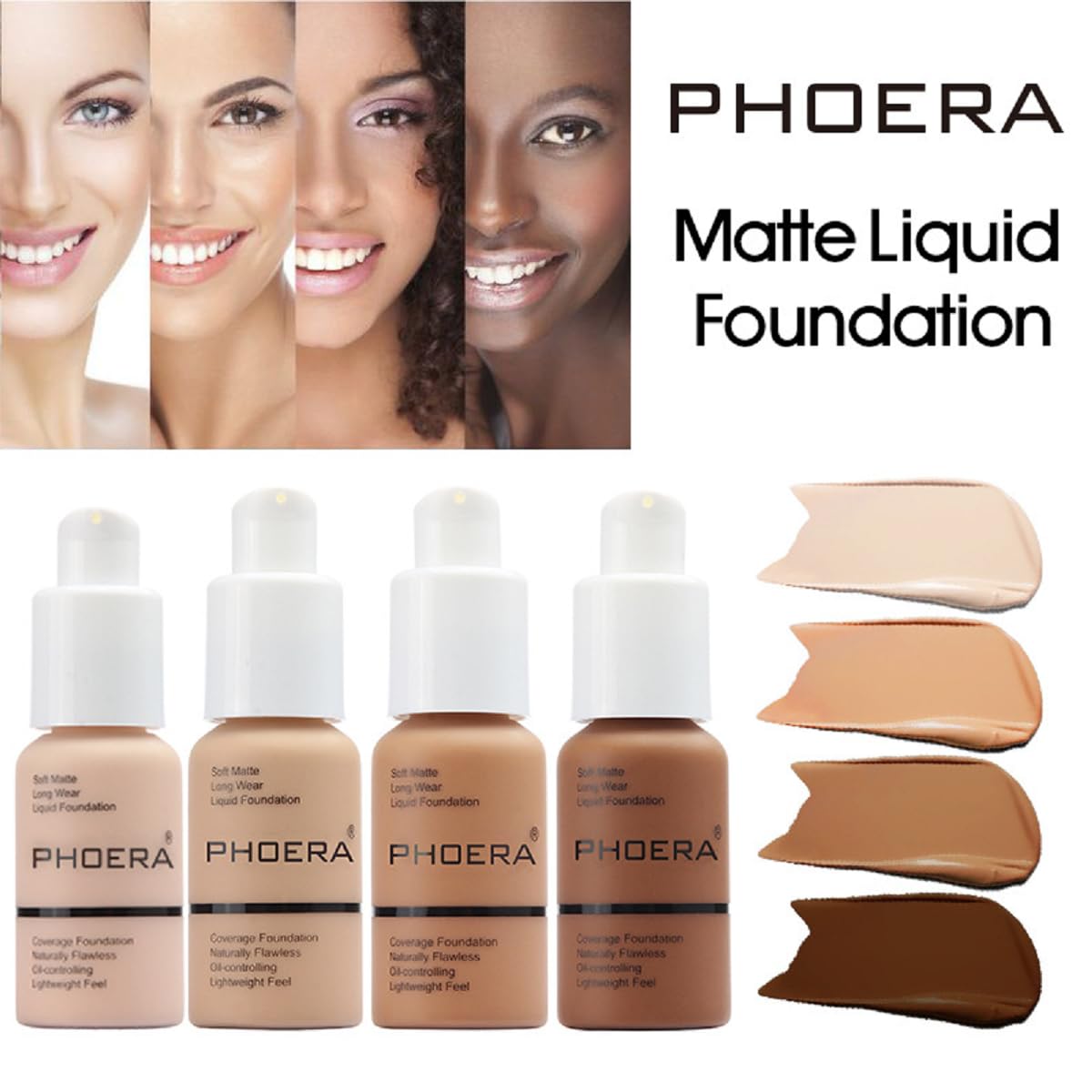 BASE DE MAQUILLAJE PHOERA COBERTURA COMPLETA MATE 30ML TONO 108 TAN PACK X2 - 2
