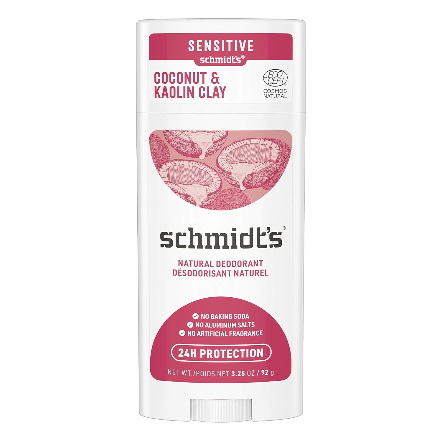 DESODORANTE SCHMIDT'S COCONUT Y KAOLIN CLAY SIN ALUMINIO PARA MUJER Y HOMBRE 3.25 OZ - 1