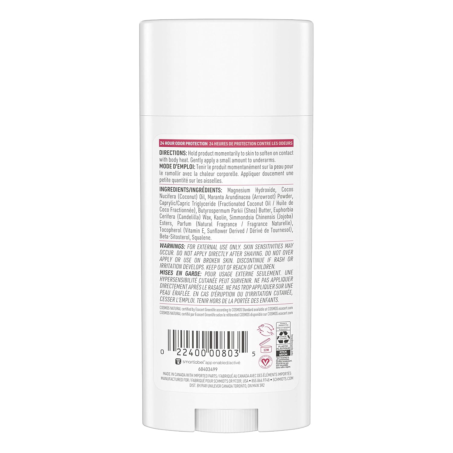DESODORANTE SCHMIDT'S COCONUT Y KAOLIN CLAY SIN ALUMINIO PARA MUJER Y HOMBRE 3.25 OZ - 2