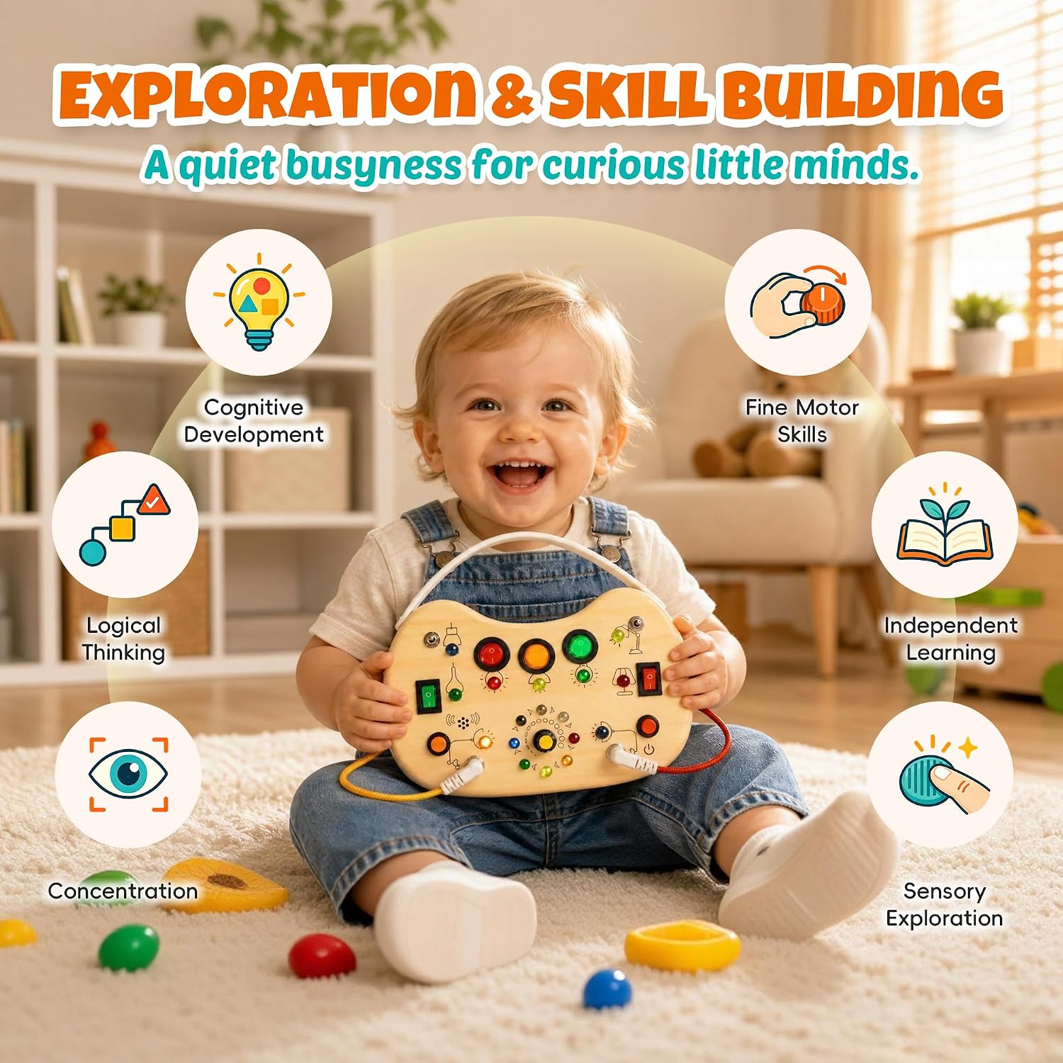 TABLERO DE ACTIVIDADES FLYCOOST CON LUCES LED PARA BEBÉS 1-3 AÑOS - 3