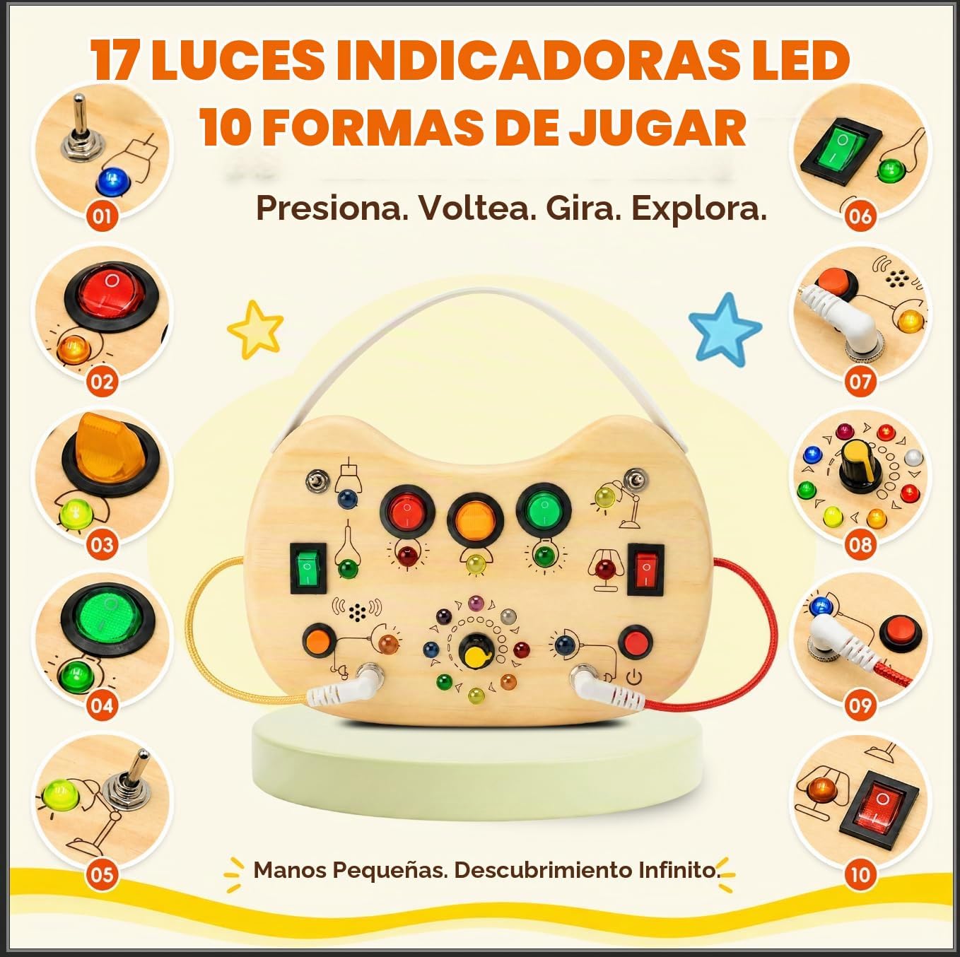 TABLERO DE ACTIVIDADES FLYCOOST CON LUCES LED PARA BEBÉS 1-3 AÑOS - 4