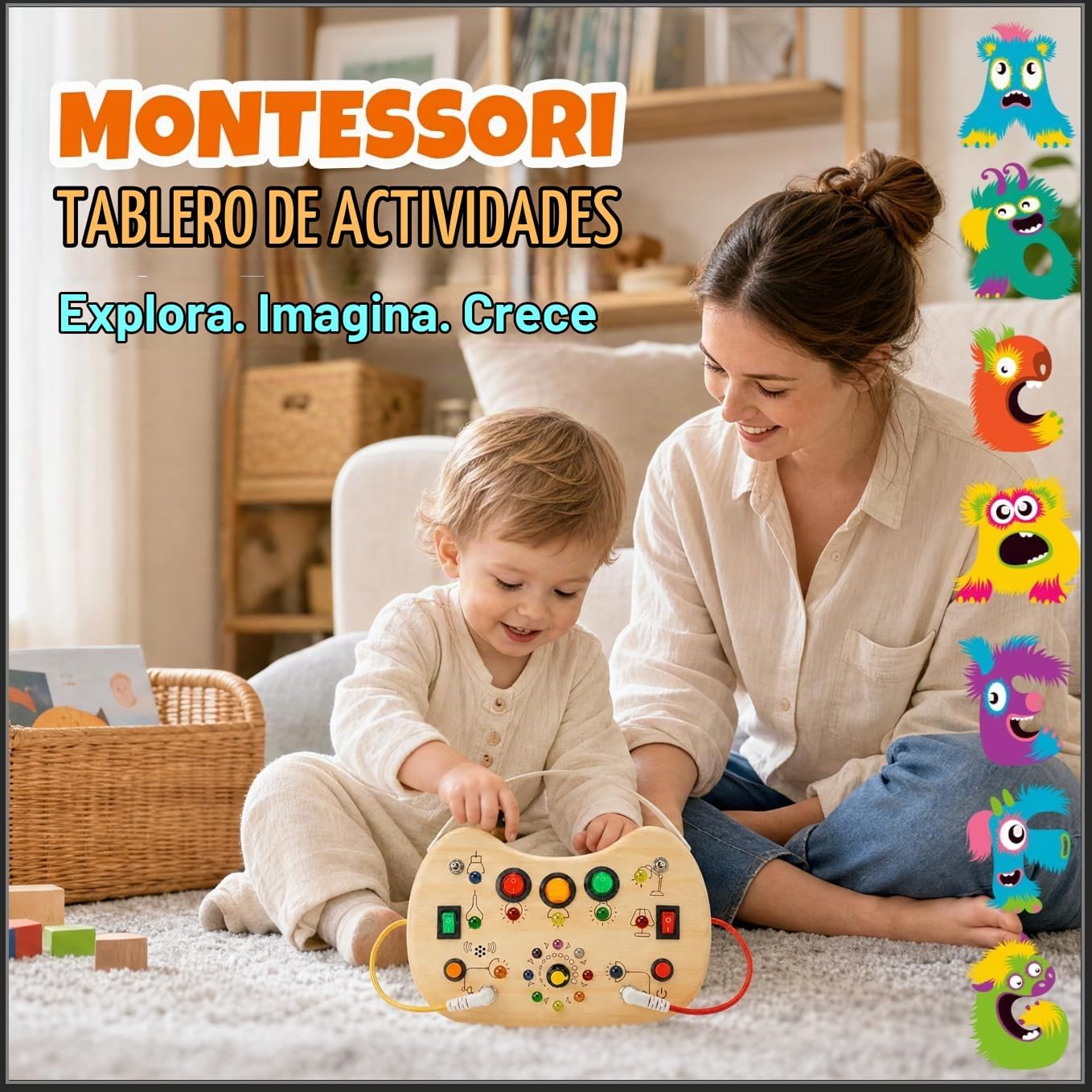 TABLERO DE ACTIVIDADES FLYCOOST CON LUCES LED PARA BEBÉS 1-3 AÑOS - 5