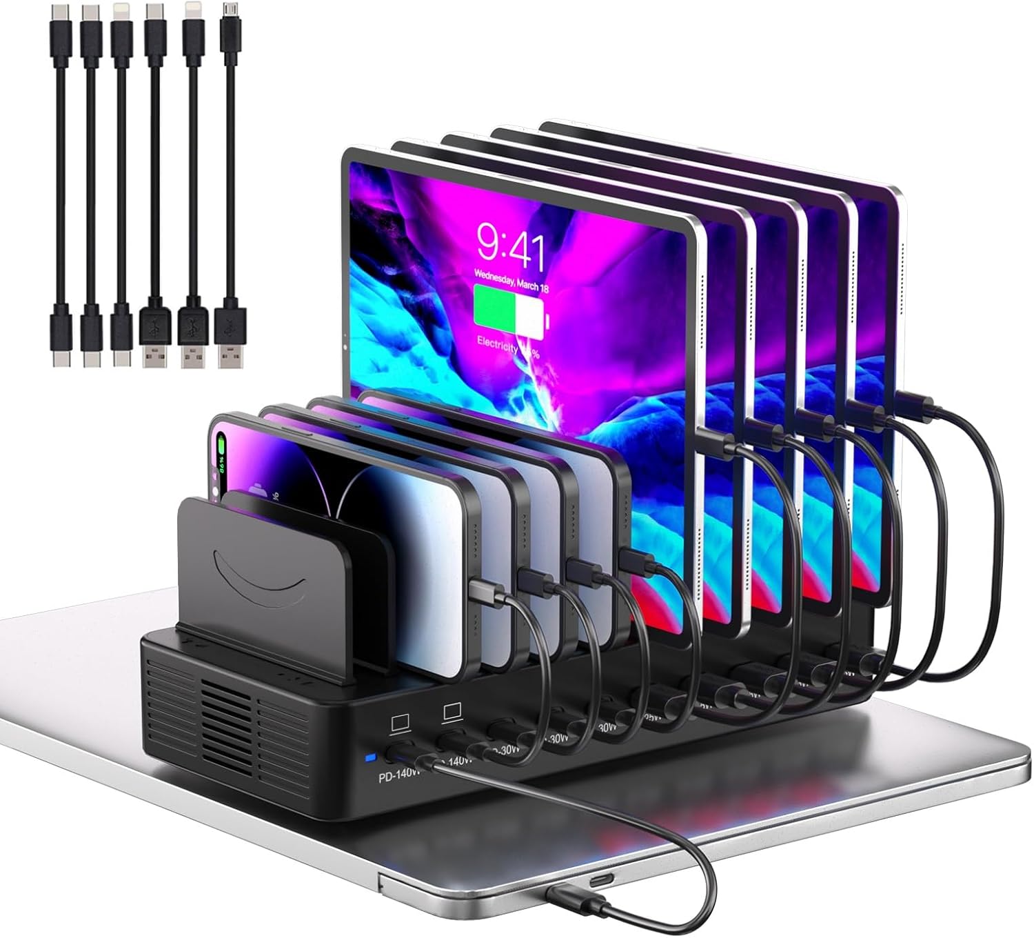 ESTACIÓN DE CARGA MIZCCDEM 10 PUERTOS USB-C Y USB-A 620W - 1