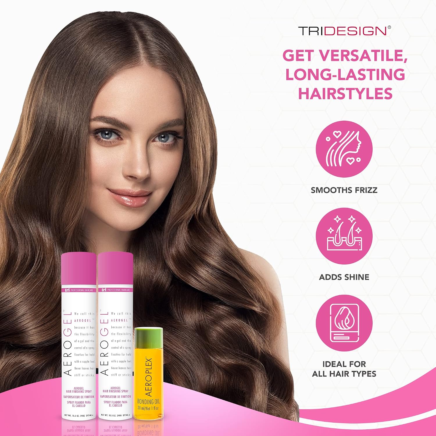 BUNDLE TRIDESIGN AEROGEL HAIRSPRAY AEROPLEX BONDING OIL 3 PIEZAS - 3