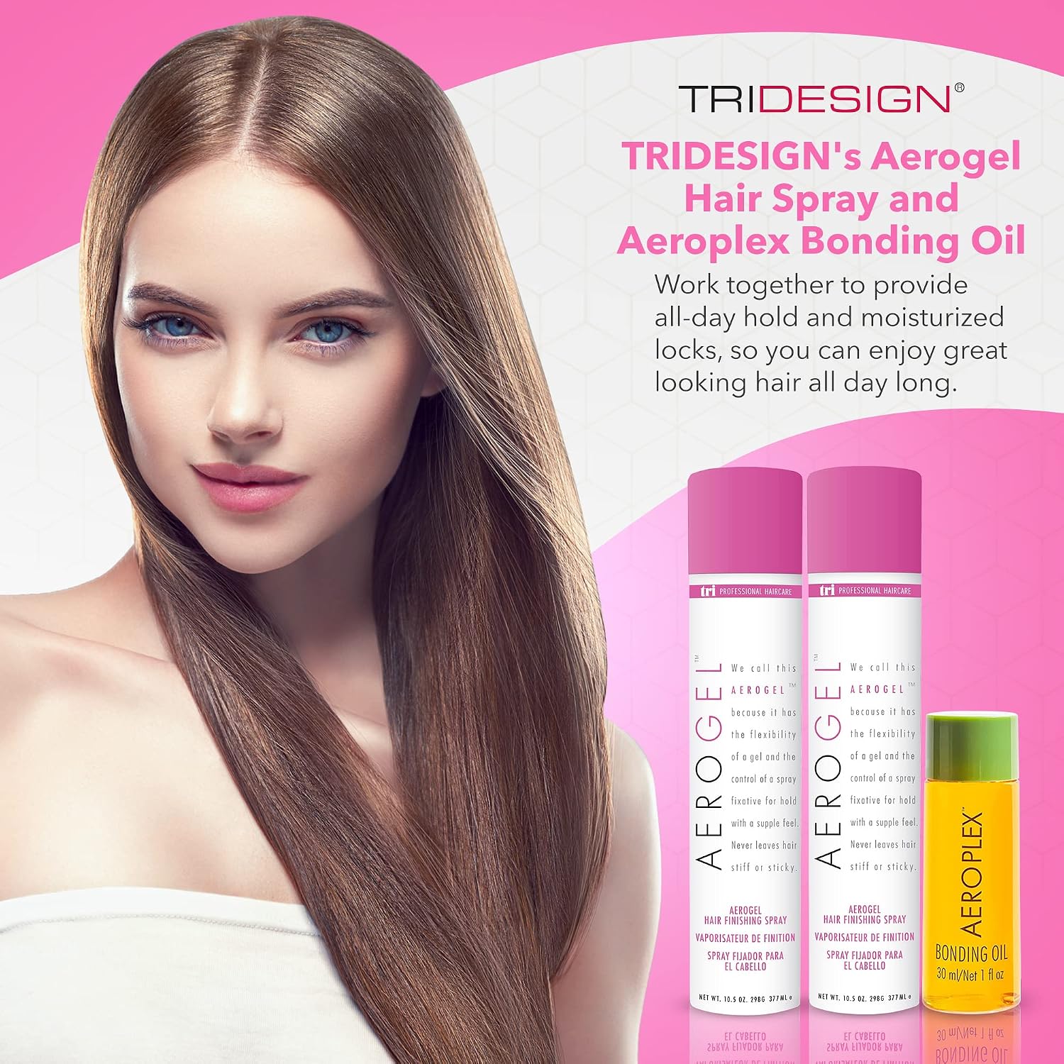 BUNDLE TRIDESIGN AEROGEL HAIRSPRAY AEROPLEX BONDING OIL 3 PIEZAS - 5
