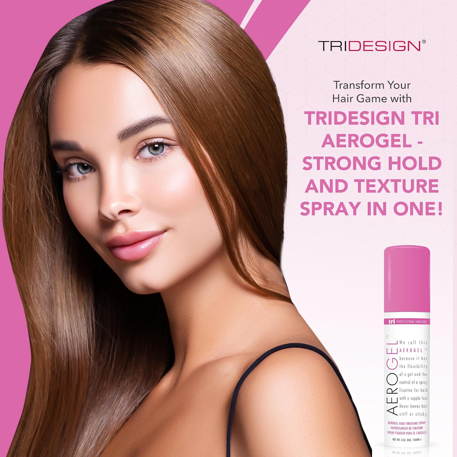 SPRAY FIJADOR TRIDESIGN AEROGEL STRONG HOLD VOLUMIZING 3 OZ PACK X3 - 3