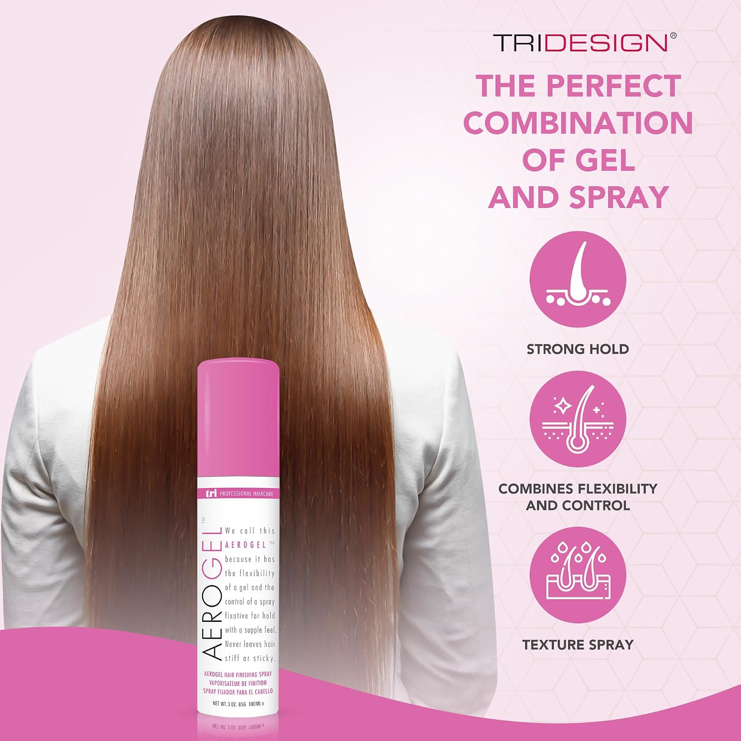 SPRAY FIJADOR TRIDESIGN AEROGEL STRONG HOLD VOLUMIZING 3 OZ PACK X3 - 5