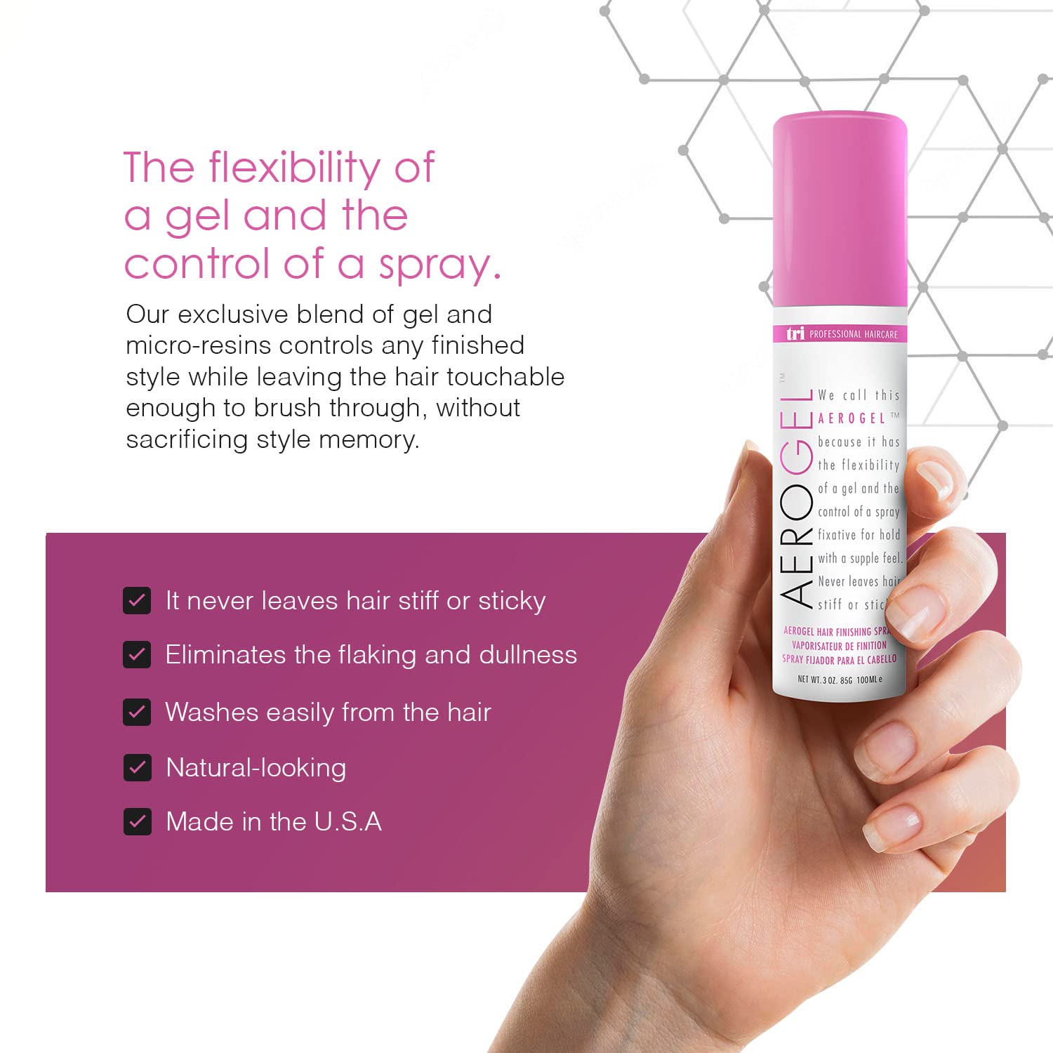 SPRAY FIJADOR TRI DESIGN AEROGEL STRONG HOLD VOLUMIZING 3 OZ PACK X2 - 4
