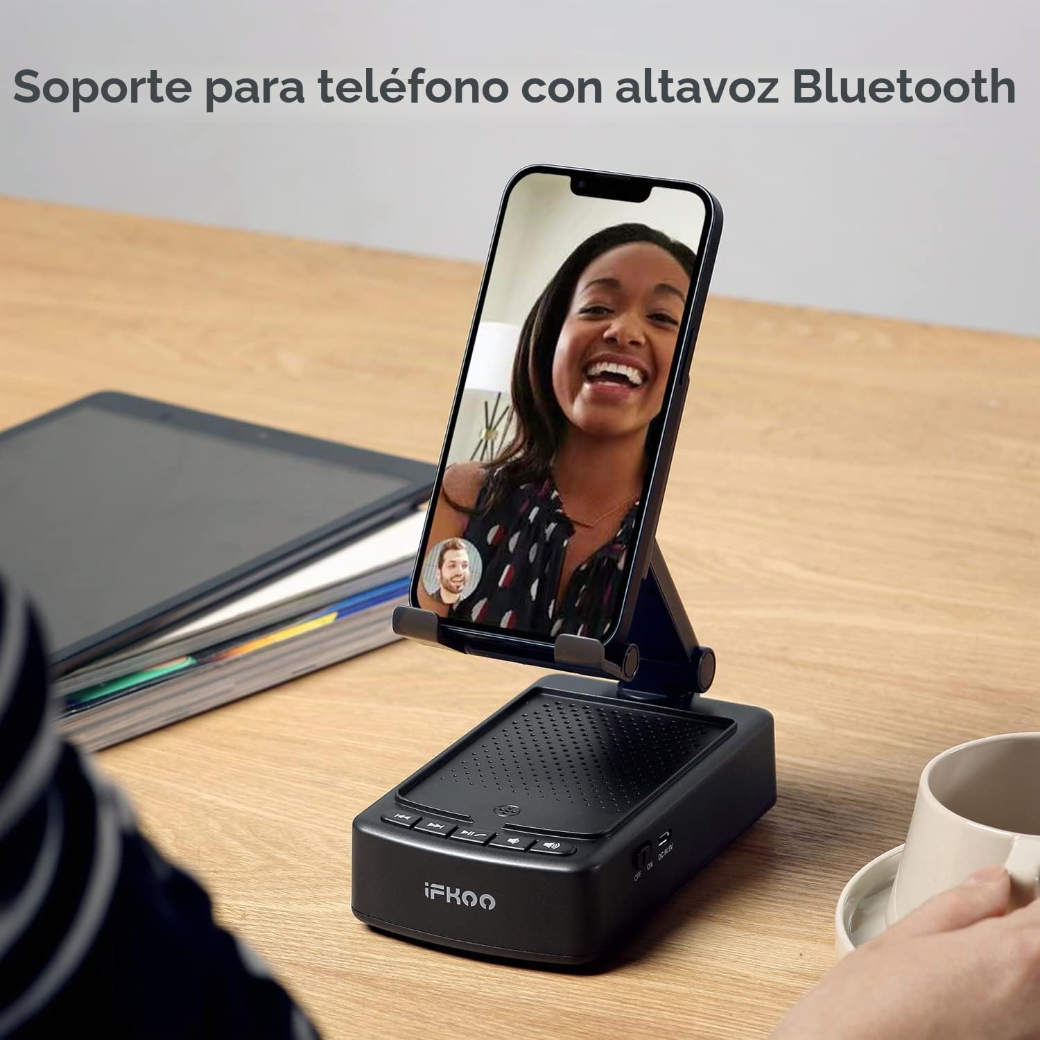 PARLANTE PORTÁTIL BLUETOOTH 5.3 CON SOPORTE PARA TELÉFONO IFKOO - 2