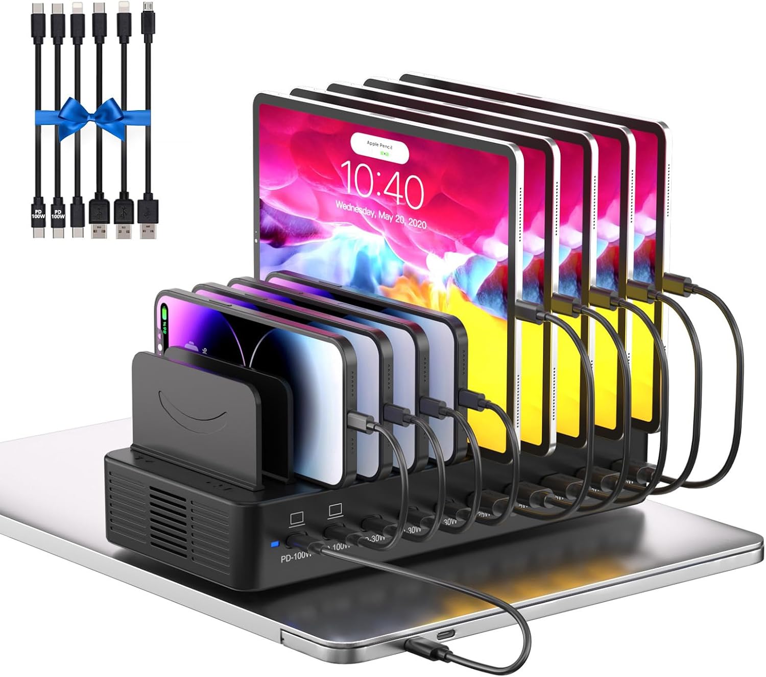 ESTACIÓN DE CARGA MIZCCDEM 10 PUERTOS USB-C 580W PARA MÚLTIPLES DISPOSITIVOS - 1